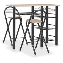 Set Tavolo da Bar 3 Pezzi con 2 sgabelli da Bar Tavolo da Bar per Colazione e sgabelli Set per Cucina Soggiorno Sala per Feste Industriale in Legno e Acciaio Greybarbar