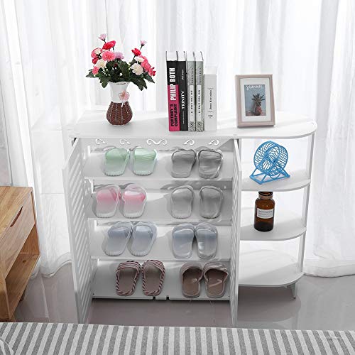 Mobiletto per Bagno a 3 Ripiani, Modern Bathroom Armadio ad Angolo Armadietto in Legno MDF per Bagno Persiane a Doppia Porta per Soggiorno, Bagno, 94x31x76cm, Bianco