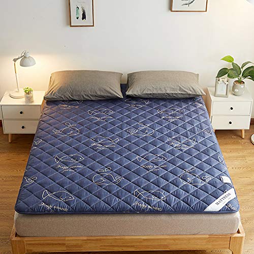ASDFGH Stampa Ultra Soft Materasso Tatami, Portatile Futon colchón Quilting Piano Giapponese futon materassi con 4 Fasce di Ancoraggio-F Queen