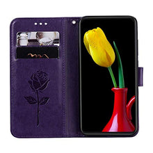 Robinsoni Cover Compatibile con Samsung Galaxy J530 Case Scintillare Glitters Lucido Portafoglio Libro Custodia Retro 3D Rosa Stampato Pelle PU Libretto Cover Foglio Flip Magnetica Fiore Caso, Viola