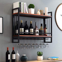 Alqn Portabottiglie da parete in legno metallo | Porta bicchiere da vino appeso | Scaffale per vino con supporto in vetro | Portabottiglie sospeso | Scaffale per vino in legno,100 centimetri × 20 cen