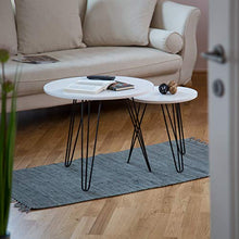Relaxdays set 2 pezzi tavolino salotto rotondo legno e metallo HxD 52x60 cm per divano, soggiorno, laccato lucido bianco