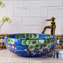 Jgophu Lavabo in porcellana da appoggio, lavabo da appoggio in ceramica, Vetri, colore: blu