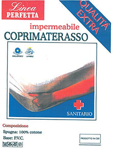 Euroricami Viterbo Coprimaterasso con Cerata Impermeabile Traversa 1 Piazza e Mezza Sanitario con Angoli 130 x 195 x 25 cm