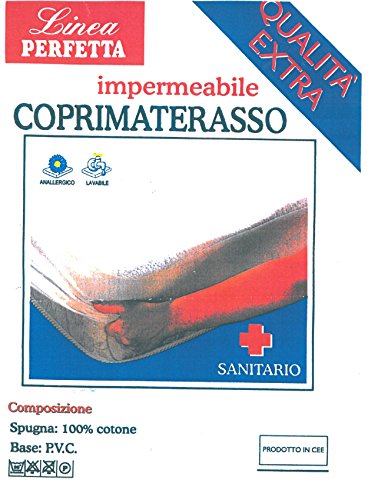 Euroricami Viterbo Coprimaterasso con Cerata Impermeabile Singolo Traversa 1 Piazza Sanitario con Angoli 90 x 195 cm