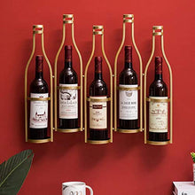 Portavini Portabottiglie retrò A Parete, Espositore per Vino in Ferro Battuto, Portabottiglie da Cucina per Ristorante, Portabottiglie, 5 Bottiglie