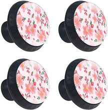 Rosa Plum Blossom Floral Branch Pomelli per Porta Set di 4 Pomelli per Mobili Manopole per Cassetti Cucina Armadio Vetro