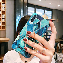 Herbests compatibile con Huawei P30 Cover Silicone Sottile Morbido TPU Protettiva Case Cover con Anello Supporto Custodia Cuciture di Placcatura Marmo Antiurto Slim Soft Case,Marmo-3