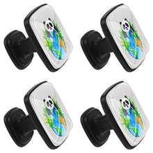 Home - Set di 4 pomelli quadrati per armadietti da cucina, credenze, mobili, mobili, cassetti, cassettiera, cassettiera, motivo: panda con terra