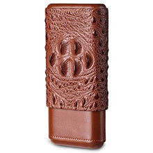 SMEJS Sigaro Caso di Cuoio, 3 Tubi Viaggi Cigar Humidor, Legno Foderato Holder Cigar Cigar Portatile Viaggi Box 3 sigari Mini Humidor (Brown)