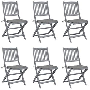 FAMIROSA Sedie da Giardino Pieghevoli 6pz con Cuscini in Massello Acacia-5435