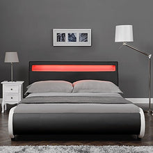 Corium Letto Imbottito Valencia” con Illuminazione LED (Nero)(140x200cm) Letto Moderno/Similpelle/con Rete a doghe di Legno /