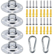 4 Pezzi Gancio per Soffitto, Girevole a 180°Gancio Soffitto Suspension, Ganci per Altalena, Ganci Soffitto Metallo Placca Occhiello Base Rotonda Gancio, per Altalena, Amaca, Yoga, Sacco da Boxe
