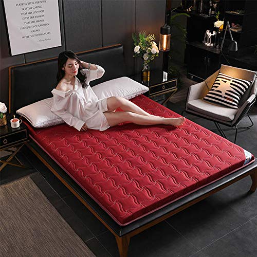 YXXCD Tatami Materasso Materasso Letto Futon, Thick Pieghevole Materasso Terra Impermeabile Deumidificazione Giapponese Lavabile Tappetino Camera da Letto -Rosso 180x200cm(70x78inch)
