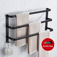 JSONA Portasciugamani Portasciugamani Portasciugamani Portasciugamani a Parete Portasciugamani a Tre Strati, Nero Semplice per Uso Domestico, Materiale in Alluminio Solido e Spesso, Antiruggine Ne