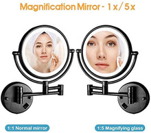 WZDD Specchio da Trucco da Parete, Specchio Ingranditore con Luce LED, Specchio da Bagno con Ingrandimento 5X Specchio Cosmetico Illuminato