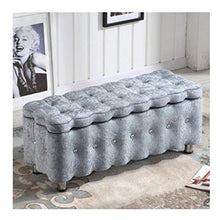 Pouf Panca Ottomana Stoccaggio Ottomano Bench Poggiapiedi Trapuntato in Tessuto Imbottito Scarpe Panca Living Room Divano Banco Bedroom End Sgabello Poggiapiedi con Ascensore Top