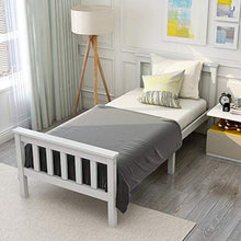 Soayone Letto in legno Letto singolo realizzato con giroletto con rete a doghe Letto in legno con testiera - 90 x 200 cm in legno massello Letto per bambini, letto pino massiccio (senza materasso)