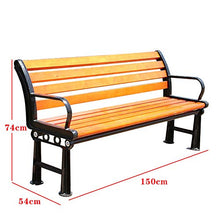 Panchina da giardino per terrazza, panca da giardino per esterni in legno massello da 2-3 posti, sedia da portico resistente alle intemperie, sedia da cortile in legno duro con struttura in ghisa, u