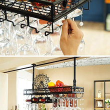 Stemware - Portabottiglie da parete in metallo, da appendere alla parete, per bottiglie di vino, da soffitto, con ripiani multifunzione