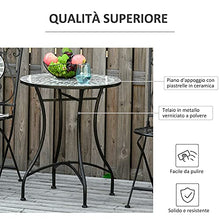 Outsunny Tavolino da Giardino in Metallo e Ceramica, Tavolo da Esterno per Terrazzo o Balcone, Ф60x71cm, Nero