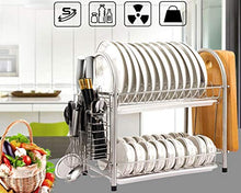 LYM &ripiano di stoccaggio Scaffale di Scarico for stoviglie in Acciaio Inossidabile, scaffale da Cucina Multifunzione Scaffale da Cucina -2 Strati Scaffale di Finitura
