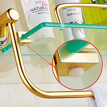 Luyshts Mensole Bagno Oro Moderno Doppio Strato + Asta Singola Vetro Arrotondato Grassetto + Trapano Elettrico Alluminio Perforata Bagno Bagno Hotel Rack/mensola