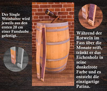 Winkram, portabottiglie singolo magico, fatto a mano, in una botte di vino rosso, idea regalo per gli amanti del vino, prodotto in Germania, 1 pezzo