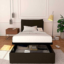 Baldiflex Letto Piazza e Mezza con Contenitore Modello Licia in Ecopelle, Rete a Doghe, per Materassi Piazza e Mezza 120x200 cm, Testiera Finemente Imbottita, colore DK Chocolate