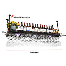 Supporto per calici da appendere, design antico con telaio a forma di cavo, da parete con supporto in vetro, supporto in ferro da stiro (nero, bianco)