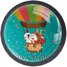 Buon Natale Con Santa On Balloon Pomelli per Porta Set di 4 Pomelli per Mobili Manopole per Cassetti Cucina Armadio Vetro