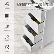 COSTWAY Cassettiera di Legno con Vari Cassetti, Cassettiera Verticale da Terra, Comò Moderno e Resistente, Mobiletto Autoportante per Salone Camera da Letto Bagno Ufficio (4 Cassetti, bianco)