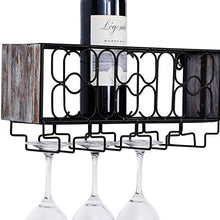 Vencipo Portabottiglie Vino Metallo per 4 Calici Vino Rosso Organizer, Mensole da Muro Design per Cantinetta Vino, Scaffale Metallo Vino Accessori per Sala da Pranzo, Camera da Letto e Cucina.
