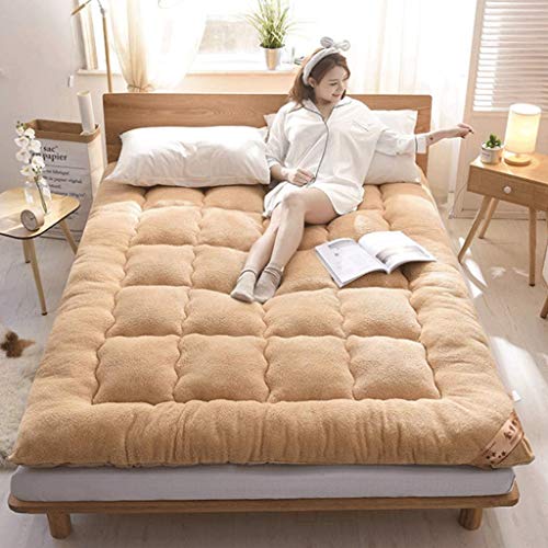 Huan Peluche Solido di Colore Tappetino Antiscivolo Spessore in Stile Giapponese Tatami Pieghevole Doppio Materasso futon Biancheria da Letto Camera da Letto Soggiorno Dormitorio