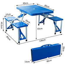 Outdoor Camping Set Tavolo Tavolino Pieghevole PIC NIC Campeggio Struttura in Alluminio con 4 Sgabelli Pieghevole a Valigetta, Ideale per Il Campeggio, Picnic, Mare, Spiaggia, Giardino (Blu)