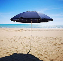 Ombrellone Alluminio 220 Camino Antivento Stecche FIberglass Spiaggia Mare Lido Blu