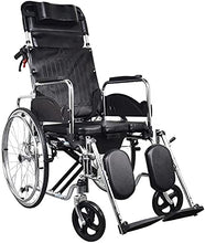 Sedia A Rotelle Pieghevole, Sedia A Rotelle Reclinabile Multifunzionale Completamente Sdraiata con Comò Carrello per Disabili per Anziani A Quattro Ruote A