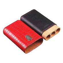 FxsD Cigar Box, Cuoio Sintetico Cucito Portatile Cigar Humidor, Cigar Box Foderato di Legno di Cedro, può ospitare 3 sigari, 3 Colori ## (Color : Red)