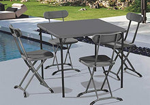 MUY - Set di mobili da giardino pieghevoli/tavolo e sedie speciali da campeggio – leggero e compatto in acciaio – 1 tavolo con 4 sedie