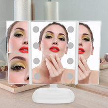 Specchio da trucco, specchio da trucco a LED, 3 pieghevoli, 2 x 3 x, con lente di ingrandimento elettrica da scrivania