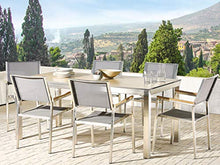 Beliani Set di Tavolo Grigio HPL Simil Legno 180 cm e 6 Sedie Tessuto Grigio GROSSETO