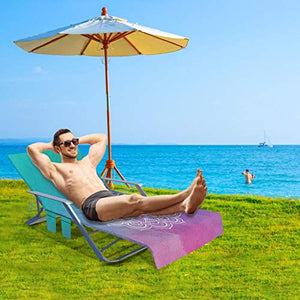 LKR Telo da spiaggia con tasche – Telo da spiaggia antiscivolo per piscina, lettino prendisole hotel, vacanze | accessori, 210 x 73 cm