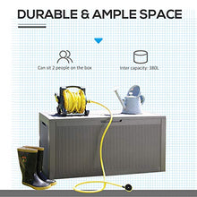 Outsunny Baule da Esterno in PP Effetto Rattan 380L Cassapanca da Giardino per 2 Persone, Grigio Chiaro 122x54.5x62.5cm