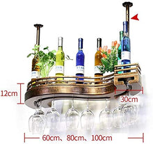 Leifeng Tower Classic - Scaffale da cucina in metallo da appendere per vino, in ferro e legno, porta bicchieri da vino e porta calici (dimensioni: 100 30 12 cm)
