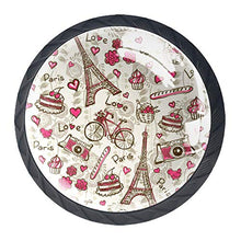 Set di 4 maniglie rotonde per armadio da cucina, credenza, cassettiera, cassettiera, con viti, per cucina, comò, armadietto, bagno, armadio, torre Eiffel di Parigi