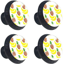 Ananas E Banane Su Sfondo Bianco Pomelli per Porta Set di 4 Pomelli per Mobili Manopole per Cassetti Cucina Armadio Vetro