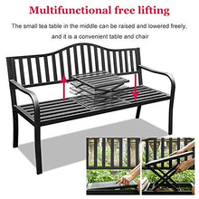 UWY Panca da Giardino in Metallo per Esterni, tavolino da caffè sollevabile per Veranda per Il Tempo Libero, panche per Schienale con Cuscini e Cuscini, Panca per Patio/Cortile Anti-corrosione