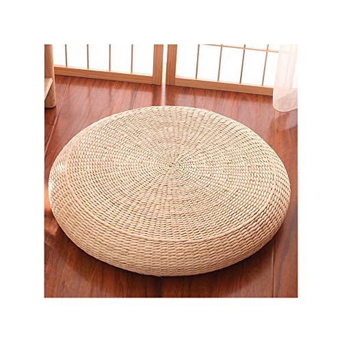 WWZL Cuscino Tatami Pouf Rotondo Cuscini Portatili Tappetino Yoga Morbido da Meditazione in Paglia, Decorazione Finestra del Pavimento Spessore 11 cm, Diametro,50cm