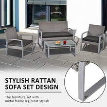Outsunny Salotto da Giardino in Rattan, Set Mobili da Esterno con Divano da Giardino e Poltrona da Esterno, Grigio