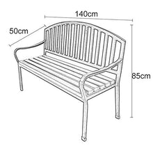 Outdoor furniture Panchina da Giardino panchina da Giardino, Robusta Struttura in Metallo e sedili a doghe in Legno massello, Poltrona da Giardino Resistente alle intemperie da 140 cm